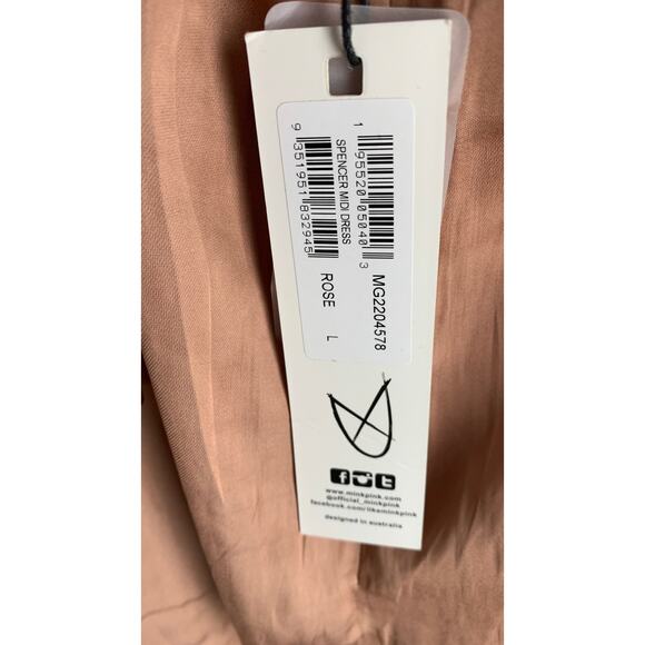 MinkPink Spencer Midi Dress Rose Women Size 8 Large New Halter Pink Strappy Slip - Picture 10 of 12